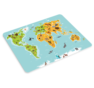Tappetino mouse mappamondo mappa animale colorata - TenStickers