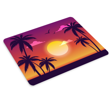 Tappetino mouse gaming silhouette di palma al tramonto - TenStickers