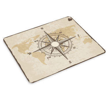 Tappetino mouse mappamondo Bussola vintage con mappa del mondo - TenStickers