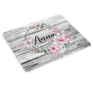 Tappetino mouse personalizzabile cerchio floreale con nome - TenStickers