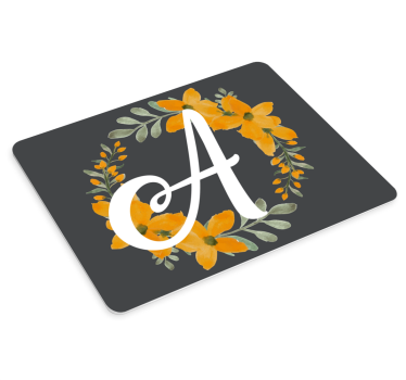 Tappetino mouse personalizzabile iniziale a floreale - TenStickers