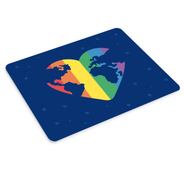 Tappetino mouse mappamondo mondo a forma di cuore - TenStickers