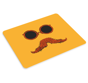 Tappetino mouse originale baffi con occhiali funky - TenStickers
