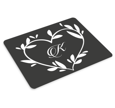 Tappetino mouse personalizzabile monogramma a forma di cuore - TenStickers