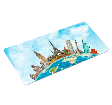 Tappetino mouse mappamondo Monumenti famosi in tutto il mondo - TenStickers