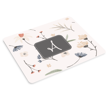 Tappetino mouse personalizzabile iniziale floreale - TenStickers