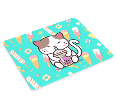 Tappetino mouse originale gatto che si gode la bevanda - TenStickers