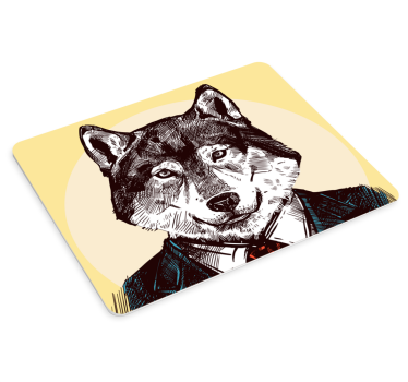 Tappetino mouse originale ritratto di lupo elegante - TenStickers