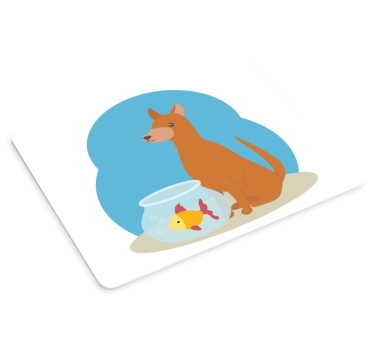 Tappetino mouse originale cane giocoso guarda pesci - TenStickers