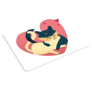 Tappetino mouse originale abbraccio di un gatto giocoso - TenStickers