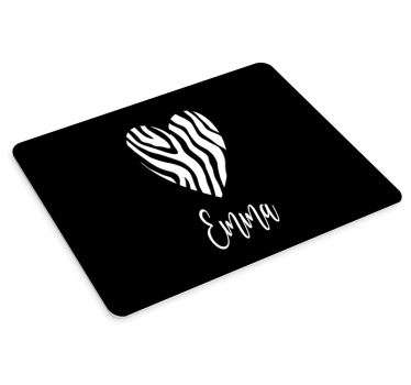 Tappetino mouse personalizzabile contorno cuore zebra - TenStickers