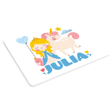 Tappetino mouse personalizzabile principessa e unicorno - TenStickers