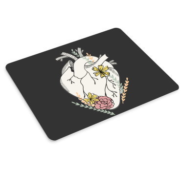 Tappetino mouse originale cuore anatomico floreale - TenStickers