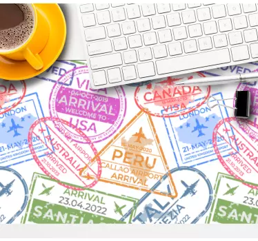 Mouse pad  con motivi e texture Francobolli di viaggio - TenStickers