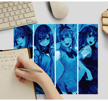Tappetino gaming Anime ragazze blu - TenStickers