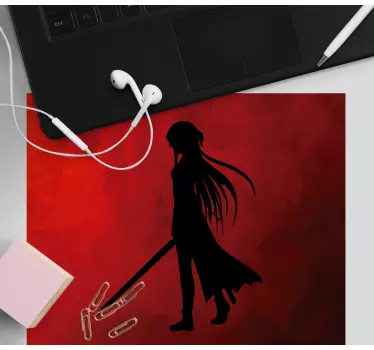 Tappetino mouse anime figura guerriero silhouette - TenStickers