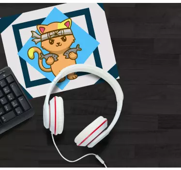 Tappetino mouse anime guerriero gatto carino - TenStickers