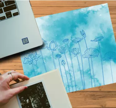 Tappetino mouse con motivi e texture blu floreale - TenStickers