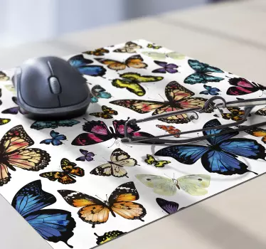 Tappetino mouse con motivi e texture farfalle colorate - TenStickers