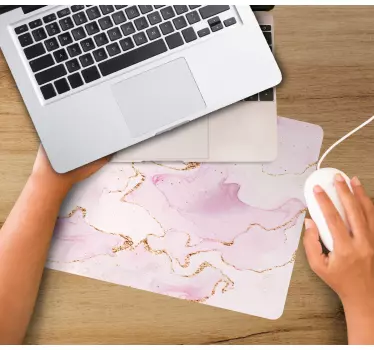 Tappetino mouse con motivi e texture marmo rosa elegante - TenStickers