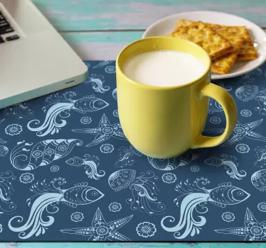 Tappetino mouse con motivi e texture motivi marini vorticosi - TenStickers