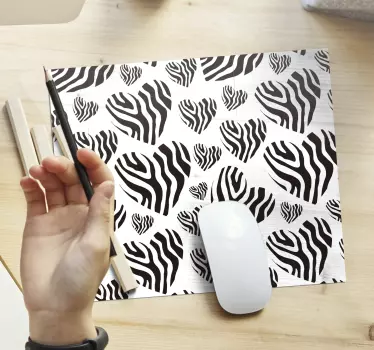 Tappetino mouse con motivi e texture motivo a cuore zebra - TenStickers