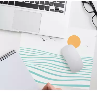 Tappetino mouse con motivi e texture onde di sole al mare - TenStickers