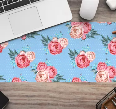 Tappetino mouse con motivi e texture sfondo floreale blu - TenStickers