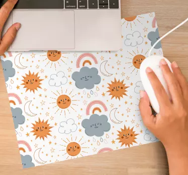 Tappetino mouse con motivi e texture sole e nuvole allegre - TenStickers