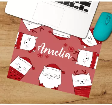 Tappetino mouse di natale faccine di gatti carine - TenStickers