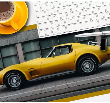 Tappetino mouse gaming auto sportiva gialla elegante - TenStickers