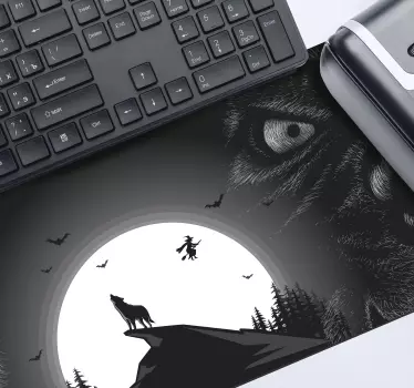 Tappetino mouse gaming scena della luna di lupo - TenStickers