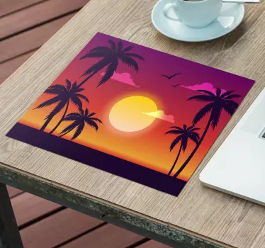 Tappetino mouse gaming silhouette di palma al tramonto - TenStickers