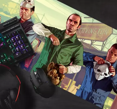 Tappetino mouse gaming tre personaggi con maschere - TenStickers