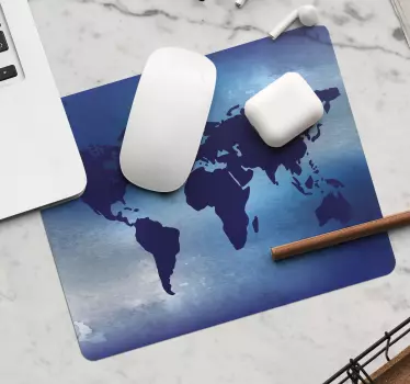 Tappetino mouse mappamondo A tema blu - TenStickers