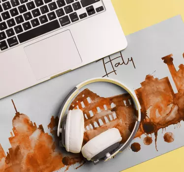 Tappetino mouse mappamondo acquerello skyline italiano - TenStickers