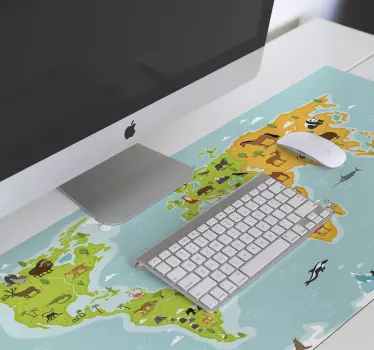 Tappetino mouse mappamondo mappa animale colorata - TenStickers