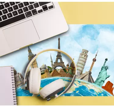Tappetino mouse mappamondo Monumenti famosi in tutto il mondo - TenStickers