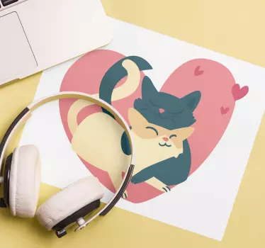 Tappetino mouse originale abbraccio di un gatto giocoso - TenStickers