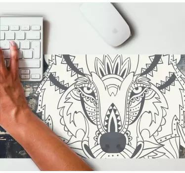 Tappetino mouse originale arte del lupo intricato - TenStickers