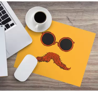 Tappetino mouse originale baffi con occhiali funky - TenStickers
