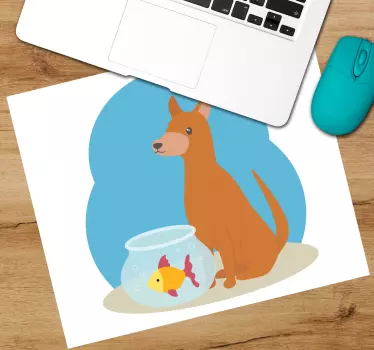 Tappetino mouse originale cane giocoso guarda pesci - TenStickers