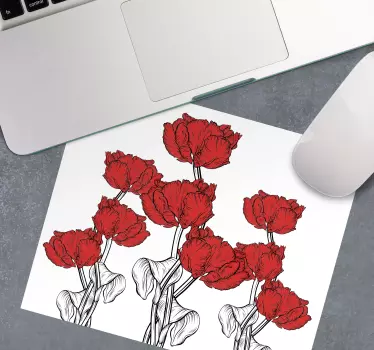 Tappetino mouse originale composizione di tulipani rossi - TenStickers