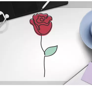 Tappetino mouse originale contorno di rosa stilizzato - TenStickers