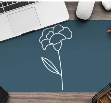 Tappetino mouse originale contorno fiore minimalista - TenStickers