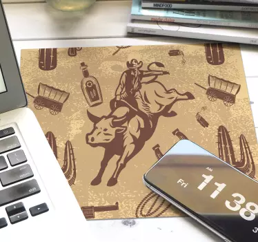Tappetino mouse originale cowboy che monta un toro - TenStickers