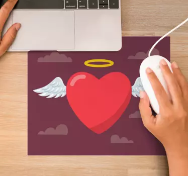 Tappetino mouse originale cuore con ali - TenStickers