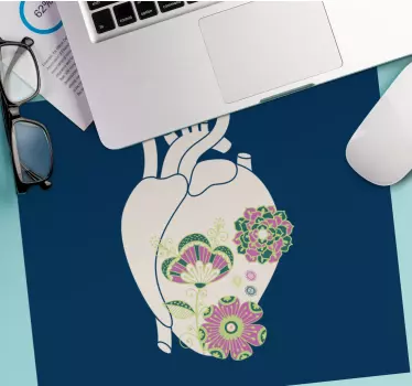 Tappetino mouse originale design cuore floreale - TenStickers