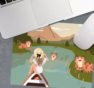 Tappetino mouse originale donna che gode della natura - TenStickers