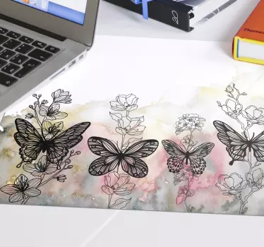 Tappetino mouse originale farfalle e fiori - TenStickers